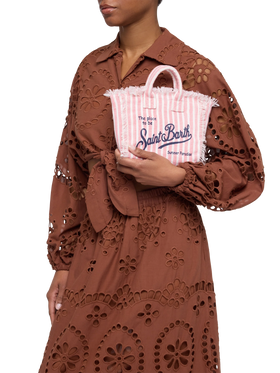 Mini Vanity Linen bag with striped print - MC2 Saint Barth