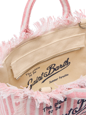 Mini Vanity Linen bag with striped print - MC2 Saint Barth
