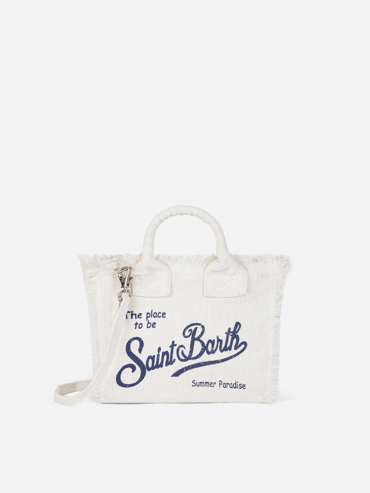 Mini Vanity Tasche aus cremeweißem Leinen