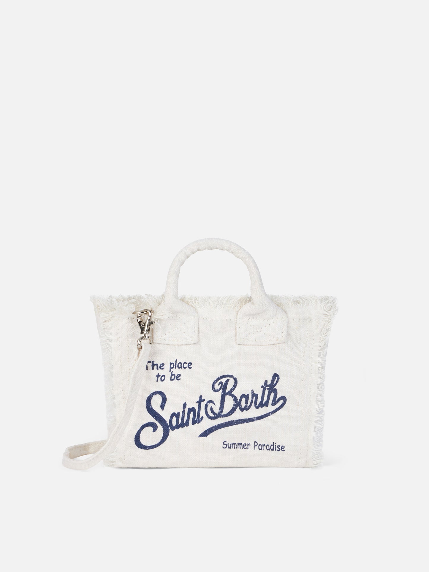 Mini Vanity Tasche aus cremeweißem Leinen