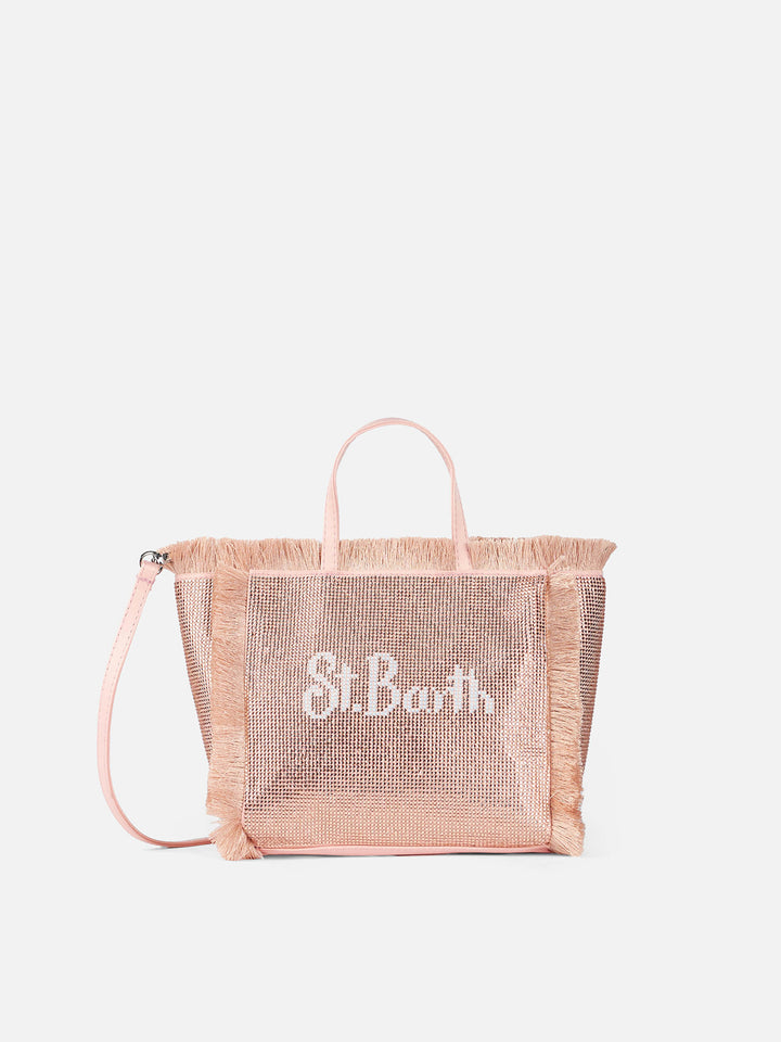 Mini Vanity fringed bag with rose gold rhinestones - MC2 Saint Barth