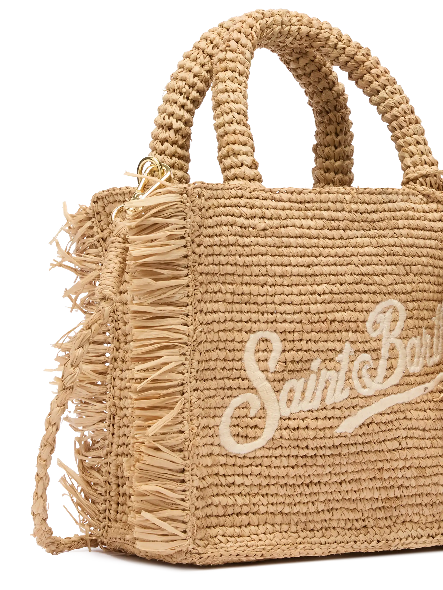 Mini Vanity Raffia Fringes bag with Saint Barth embroidery - MC2 Saint Barth