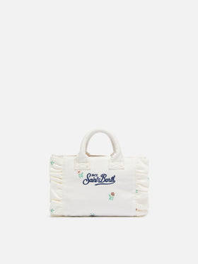 Mini Vanity Volant bag in denim with flower embroidery - MC2 Saint Barth