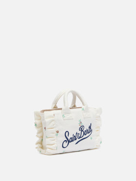 Mini Vanity Volant bag in denim with flower embroidery - MC2 Saint Barth