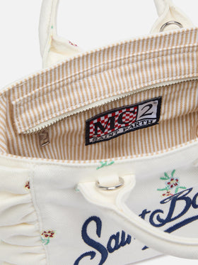 Mini Vanity Volant bag in denim with flower embroidery - MC2 Saint Barth