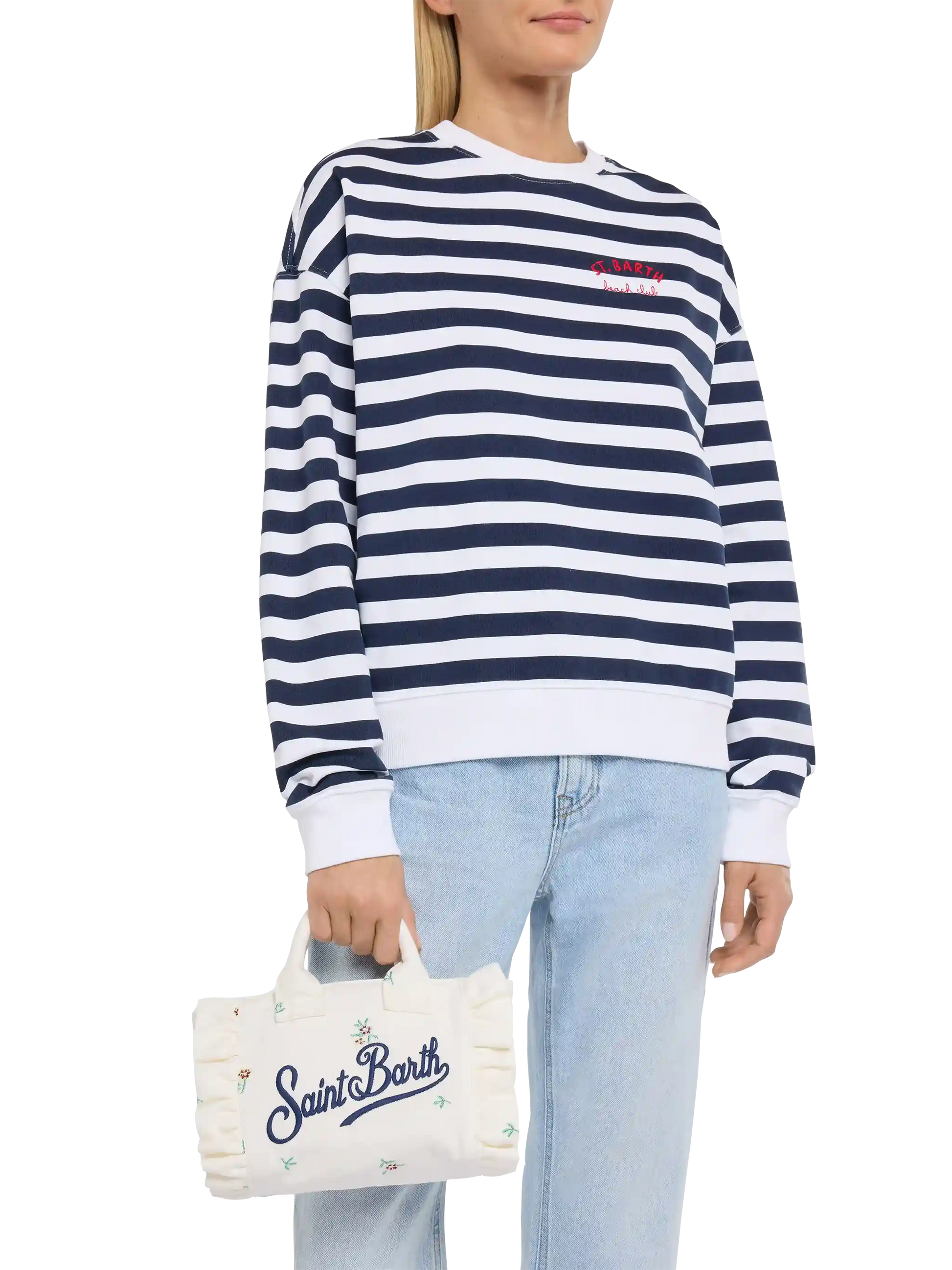 Mini Vanity Volant bag in denim with flower embroidery - MC2 Saint Barth