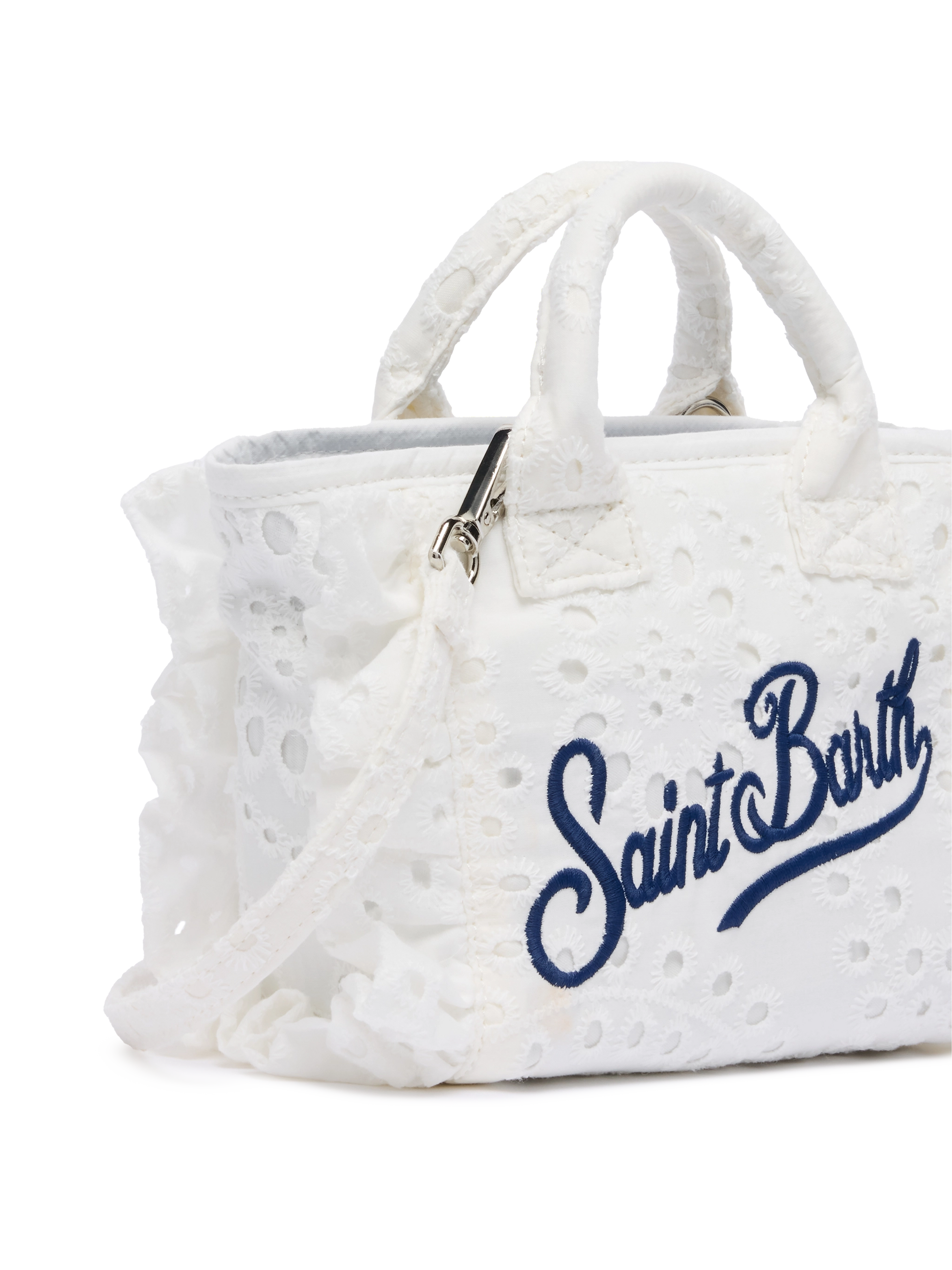 White Sangallo lace Mini Vanity Volant bag - MC2 Saint Barth