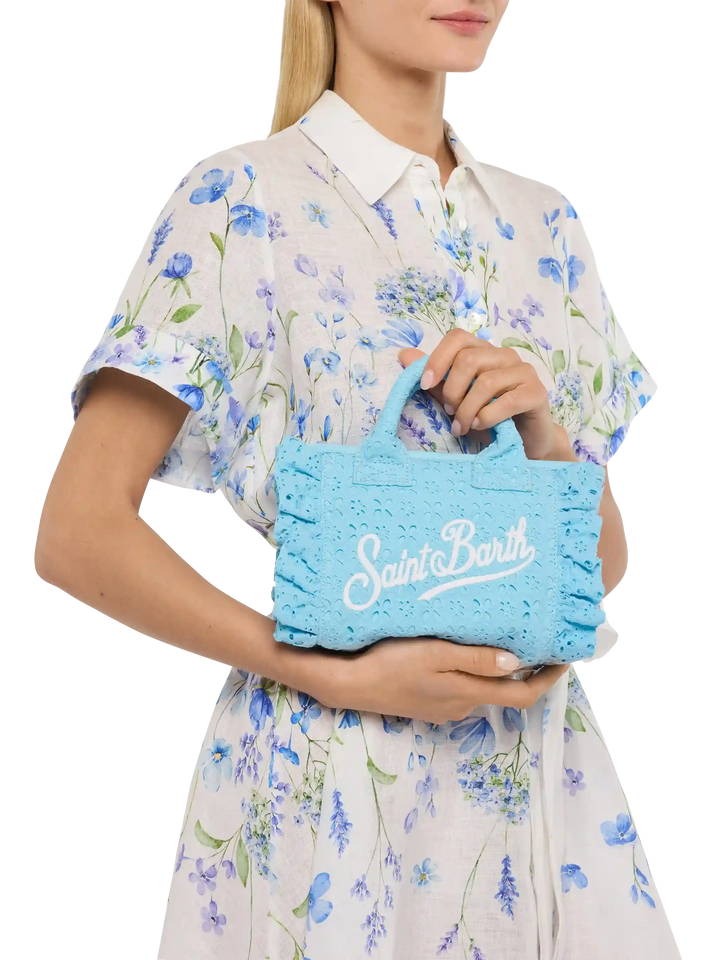 Light blue Sangallo lace Mini Vanity Volant bag - MC2 Saint Barth