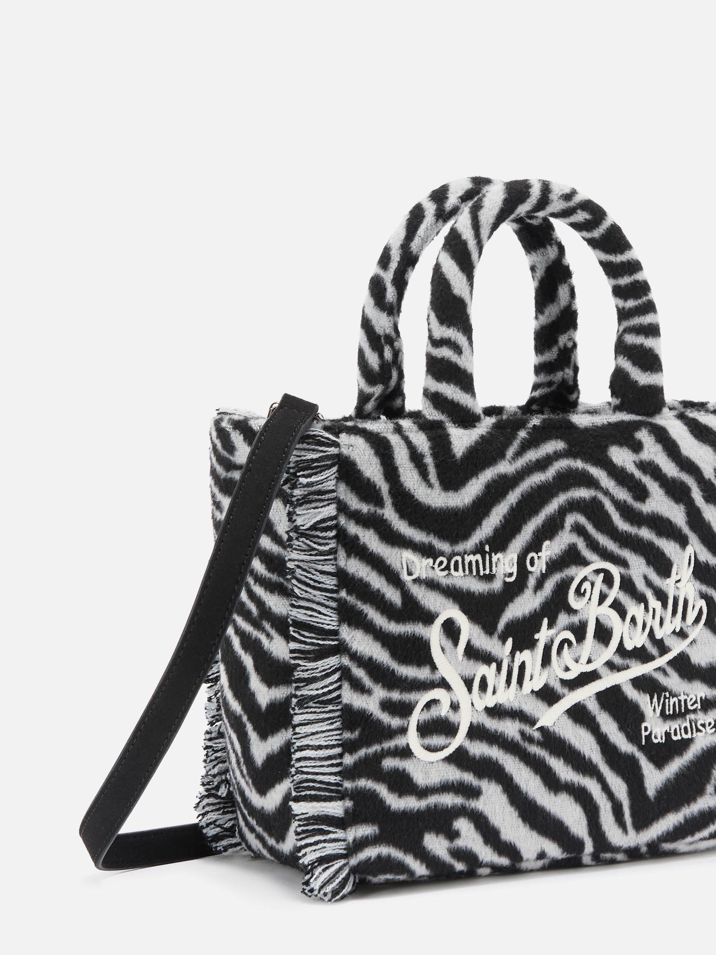 Vanity Mini Felt Handbag in zebra-print wool blend