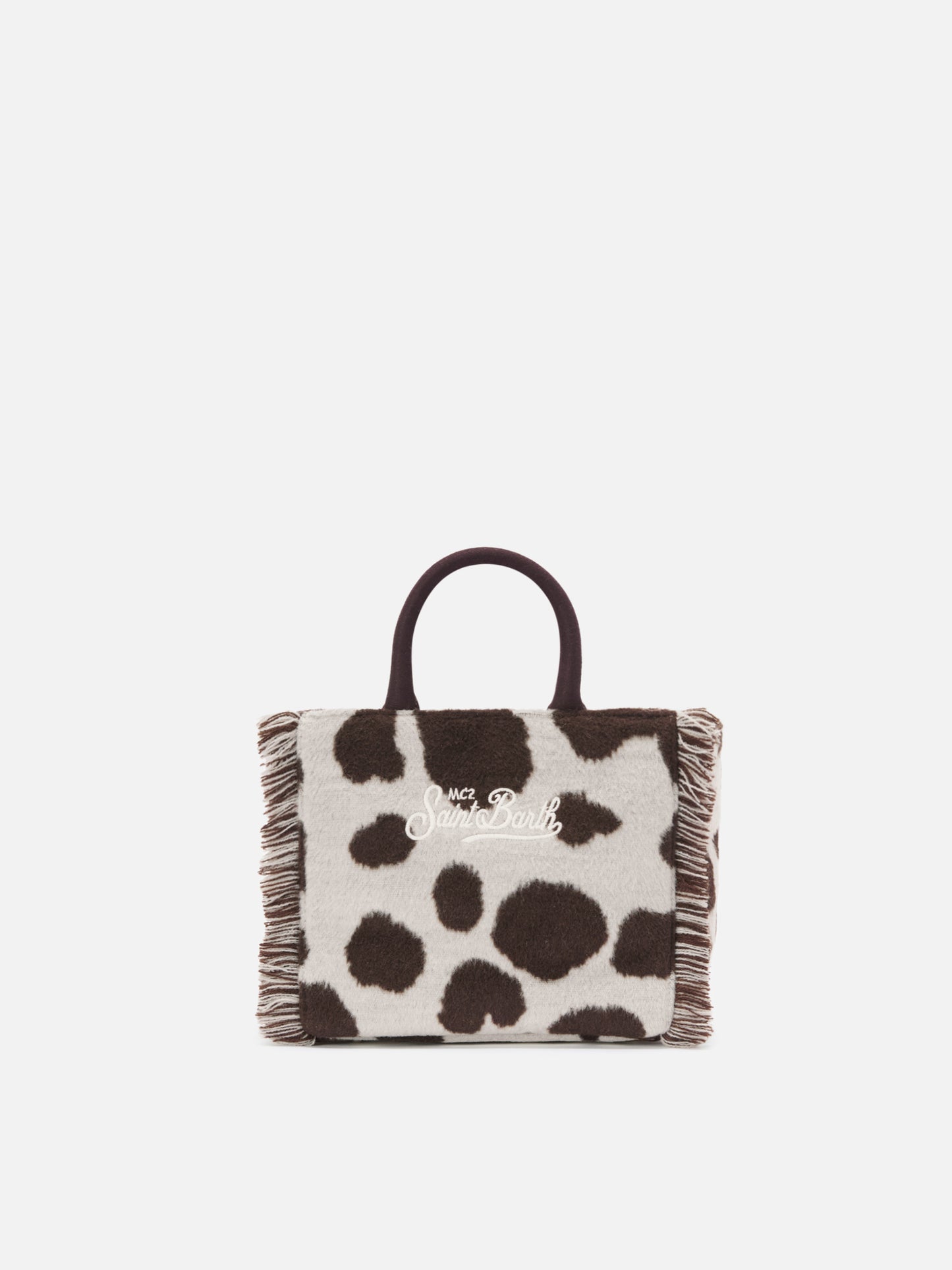 Vanity Mini Felt Handbag in cow-print wool blend