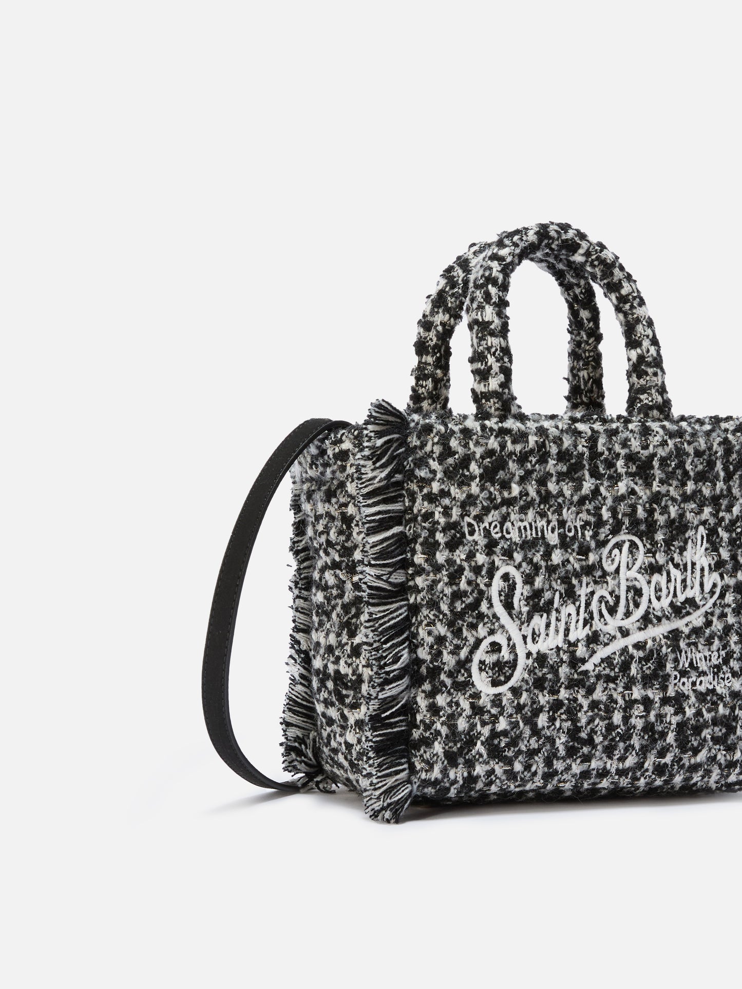 Vanity Mini Tweed Handbag in black and white