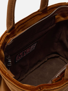 Borsa a mano Vanity Mini Velvet in velluto e faux suede marrone