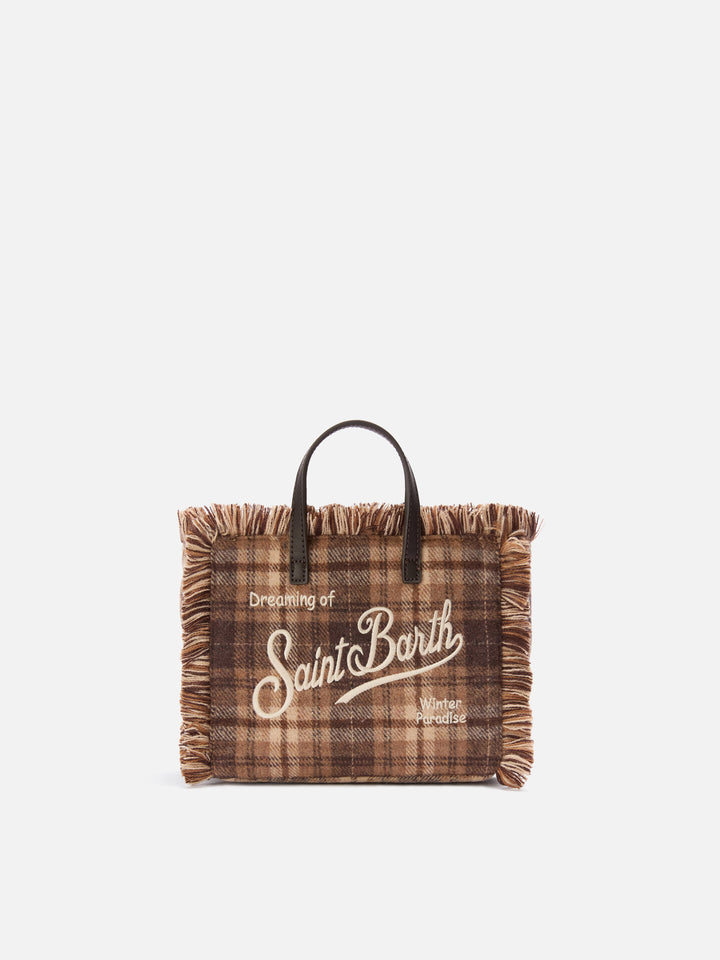 Mini sac Vanity en mélange de laine à motif tartan 