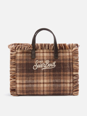 Mini bolso Vanity en mezcla de lana con estampado tartán 