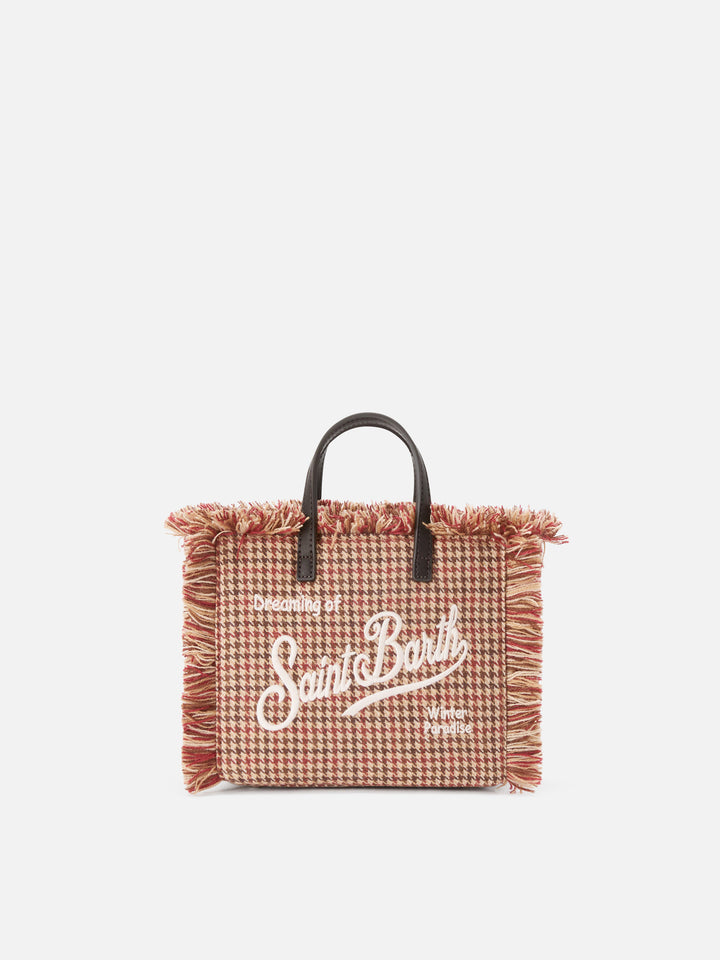 Mini sac Vanity en mélange de laine avec motif pied-de-poule 