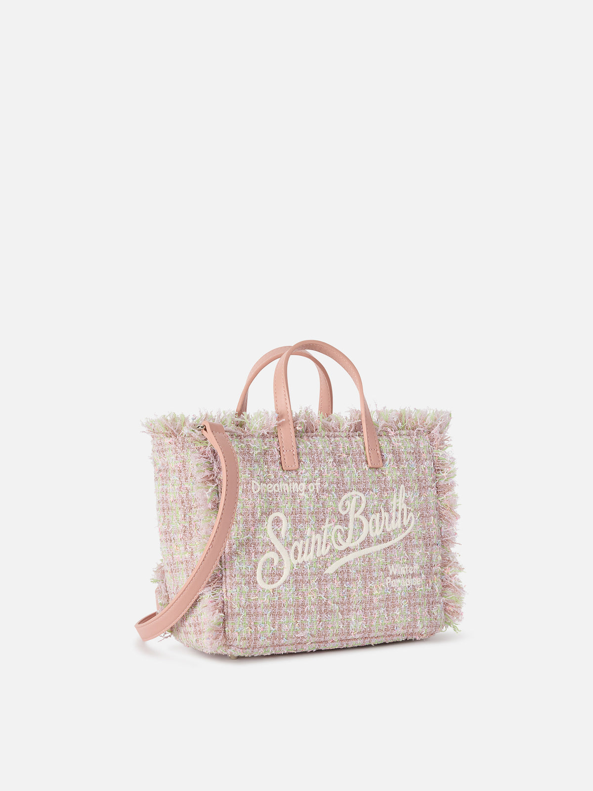Mini Vanity bag rose en tweed avec fil de lurex 