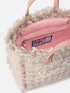 Mini Vanity bag rose en tweed avec fil de lurex 