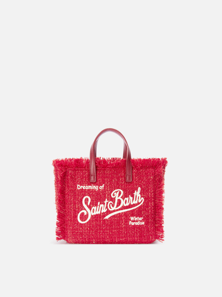 Mini sac Vanity rouge en tweed avec broderie logo 