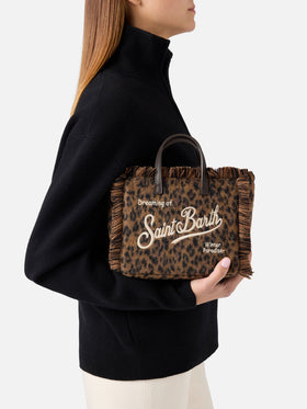 Bolso Mini Vanity de fieltro con estampado de leopardo 