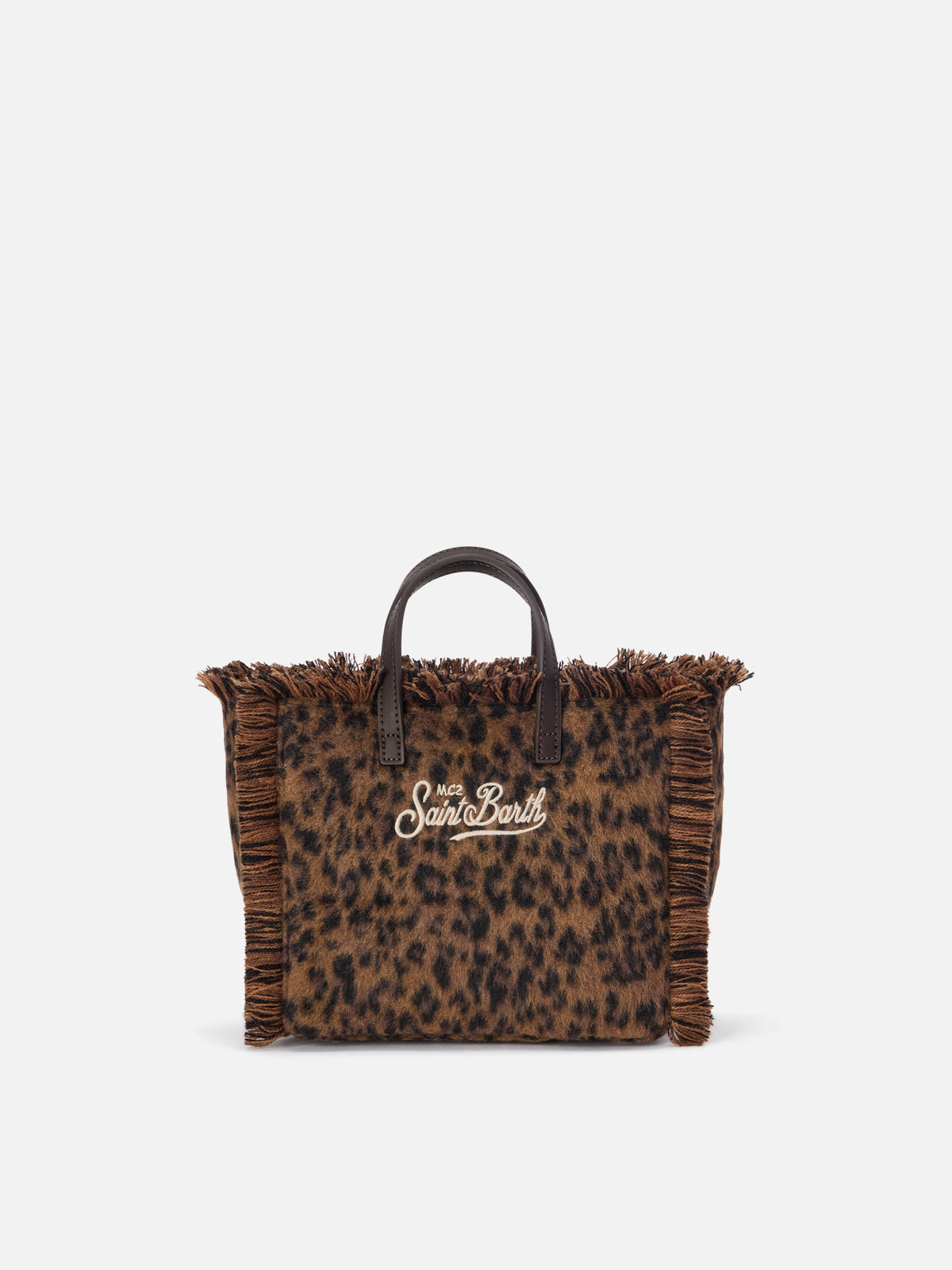 Mini Vanity felt bag with leopard print