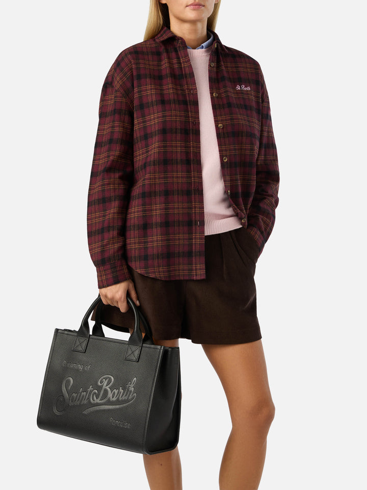 Neceser Vanity Large negro en piel granulada con logo con lettering 