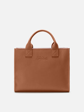 Große Vanity-Tasche, Schultertasche aus gehämmertem Kamelleder