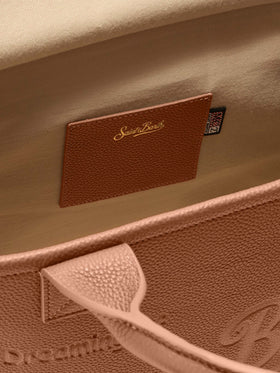 Große Vanity-Tasche, Schultertasche aus gehämmertem Kamelleder