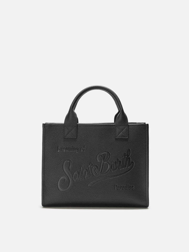 Borsa a spalla Vanity Bag Large in pelle martellata nero