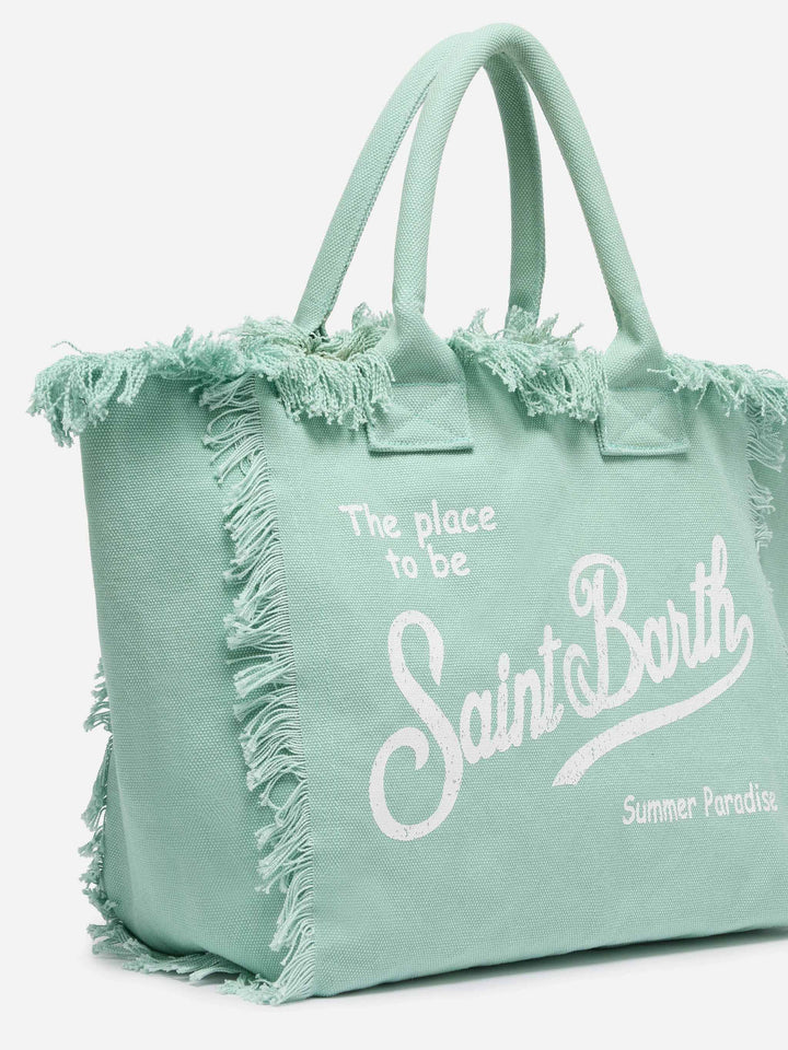 Salbeigrüne Vanity-Einkaufstasche aus Baumwollcanvas
