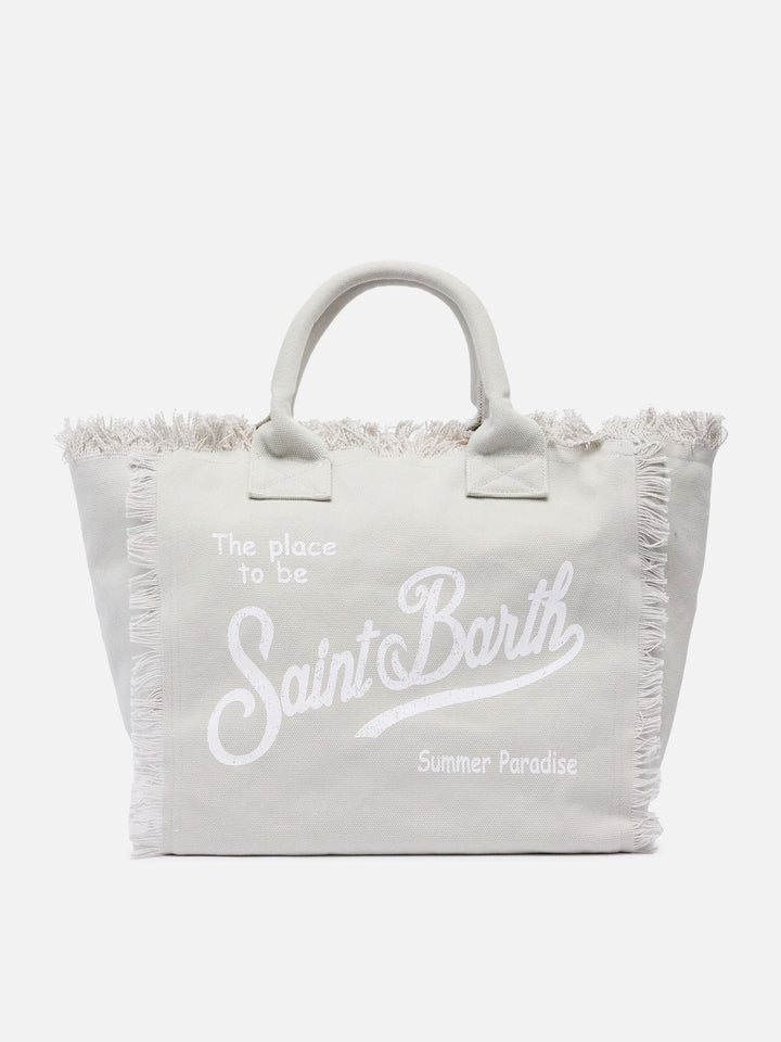 Grey cotton canvas Vanity tote bag
