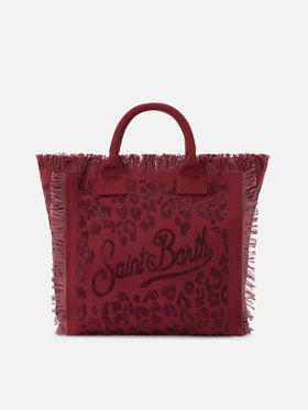 Regular Vanity canvas bag in leopard print with rhinestones