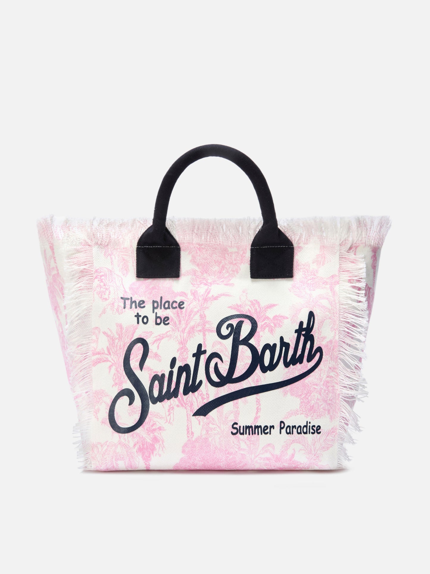 Regular Vanity canvas bag with pink toile de Jouy print