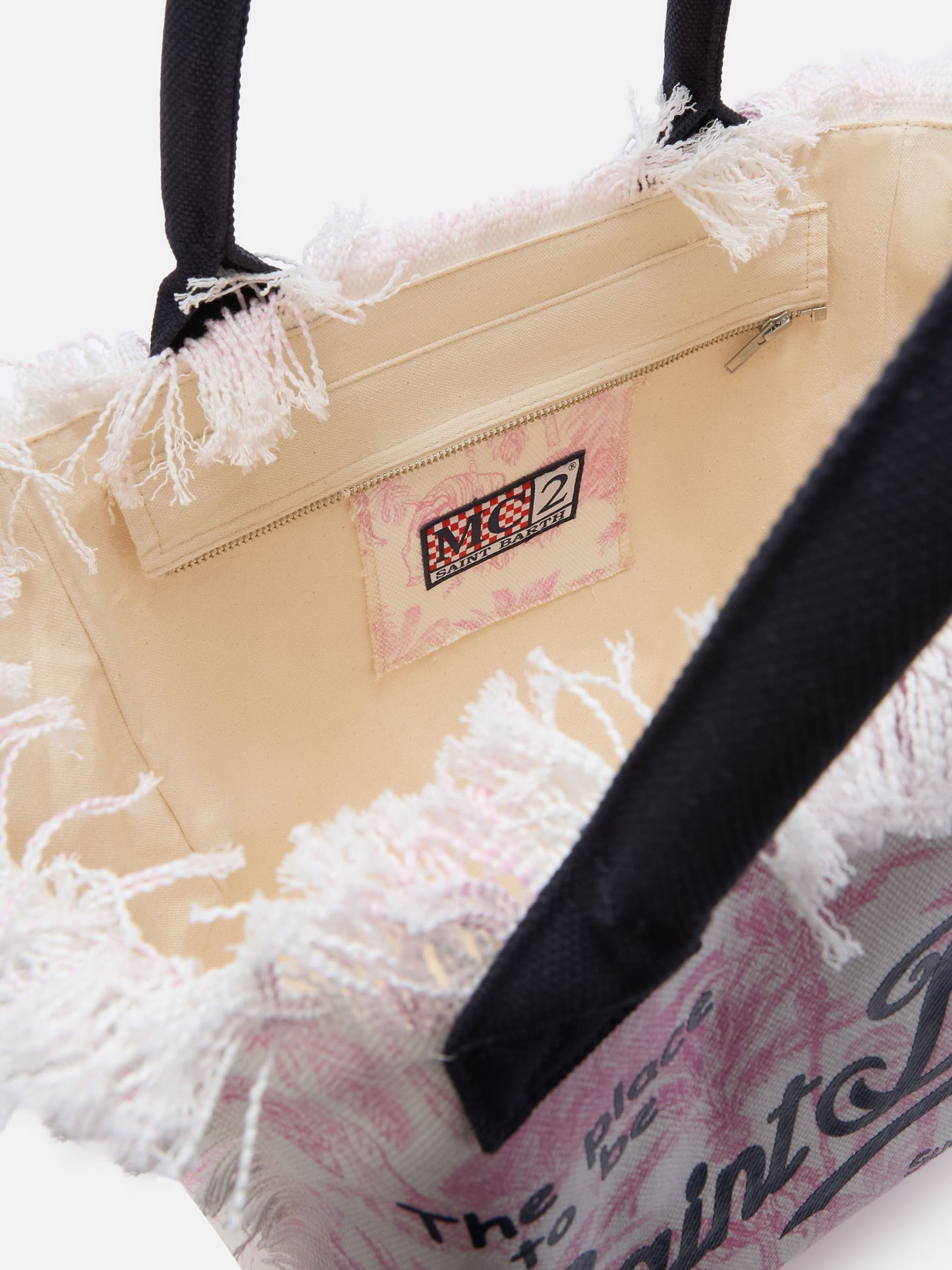 Regular Vanity canvas bag with pink toile de Jouy print