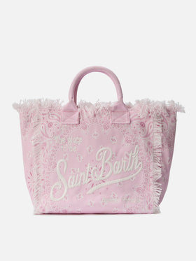 Neceser regular de lona rosa con estampado bandana 