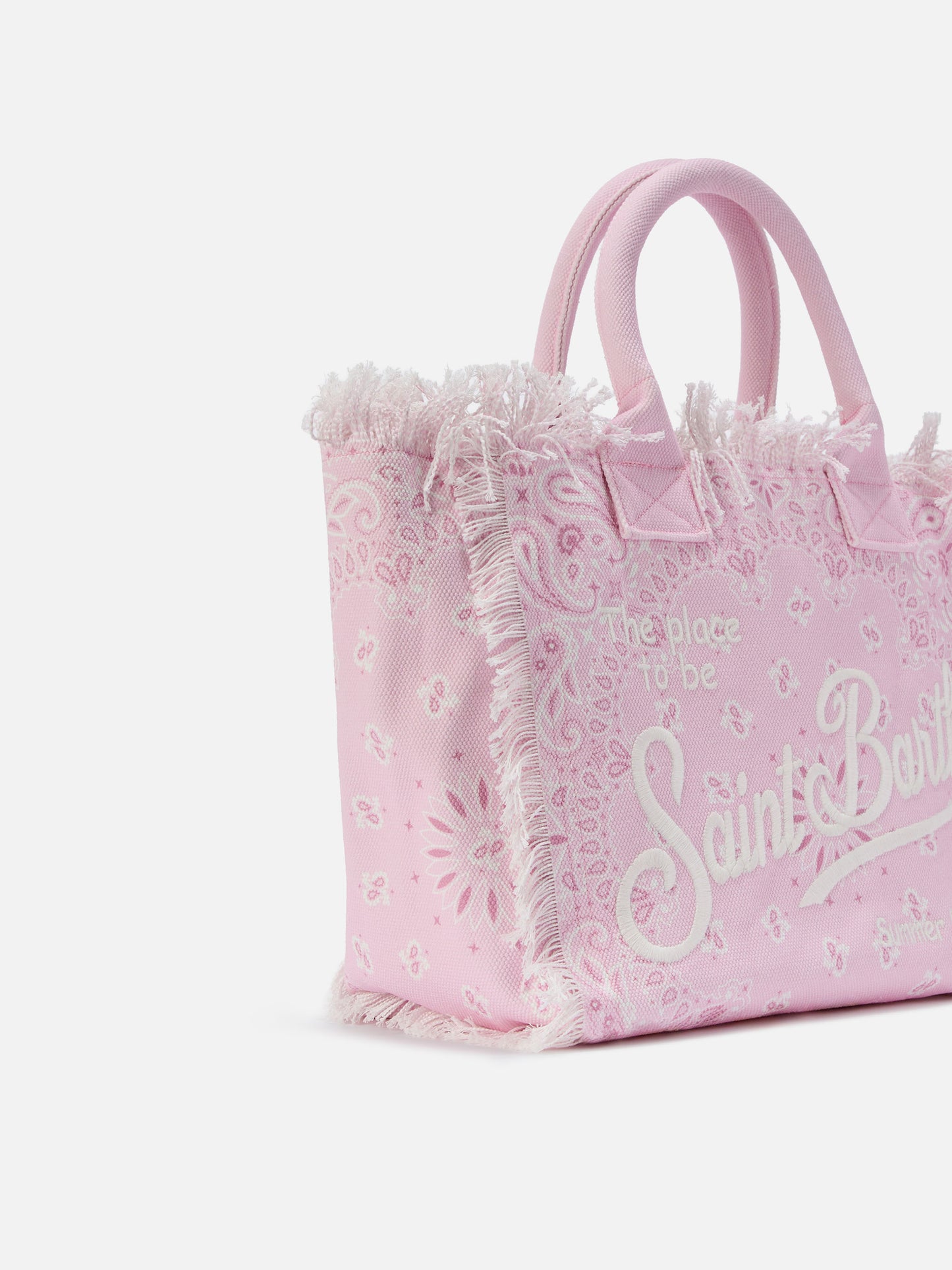 Neceser regular de lona rosa con estampado bandana 