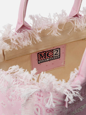 Neceser regular de lona rosa con estampado bandana 
