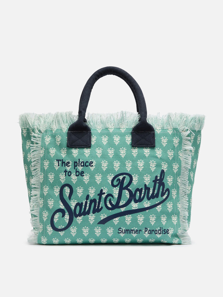 Vanity-Einkaufstasche aus Baumwollcanvas mit Blumendruck