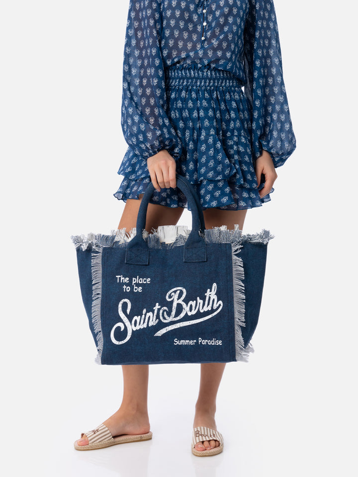 Indigo cotton canvas Vanity tote bag - MC2 Saint Barth