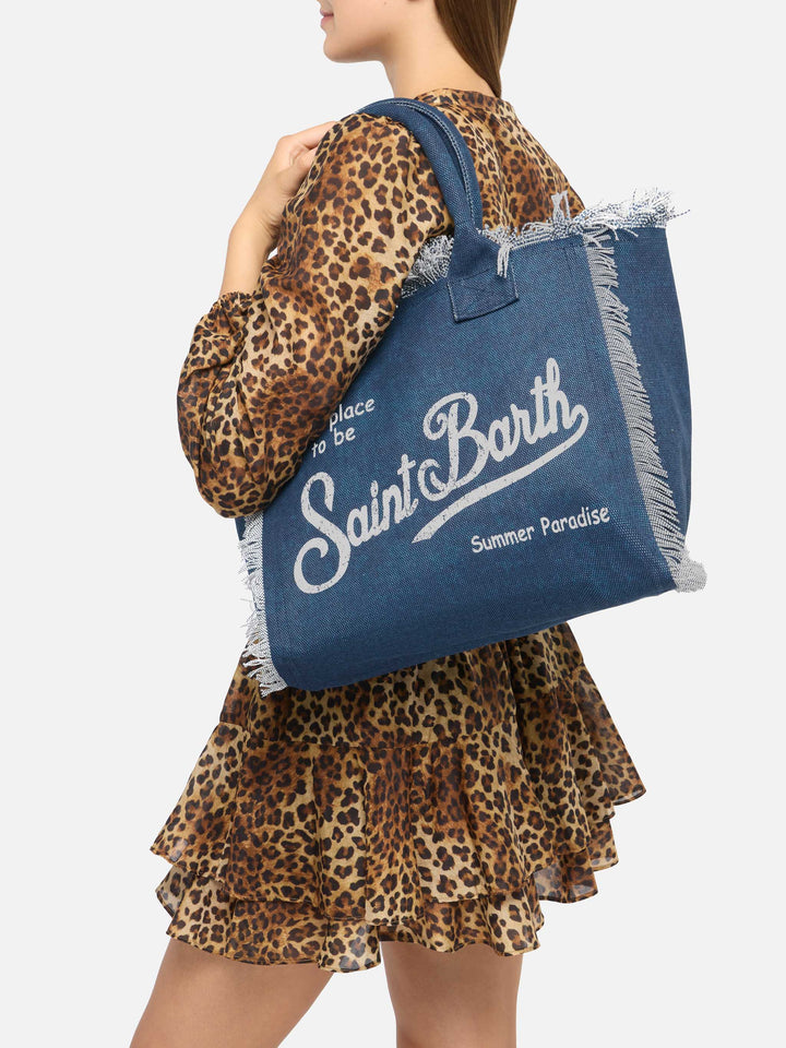 Indigo cotton canvas Vanity tote bag