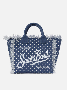 Vanity regular canvas bag with polka dot print