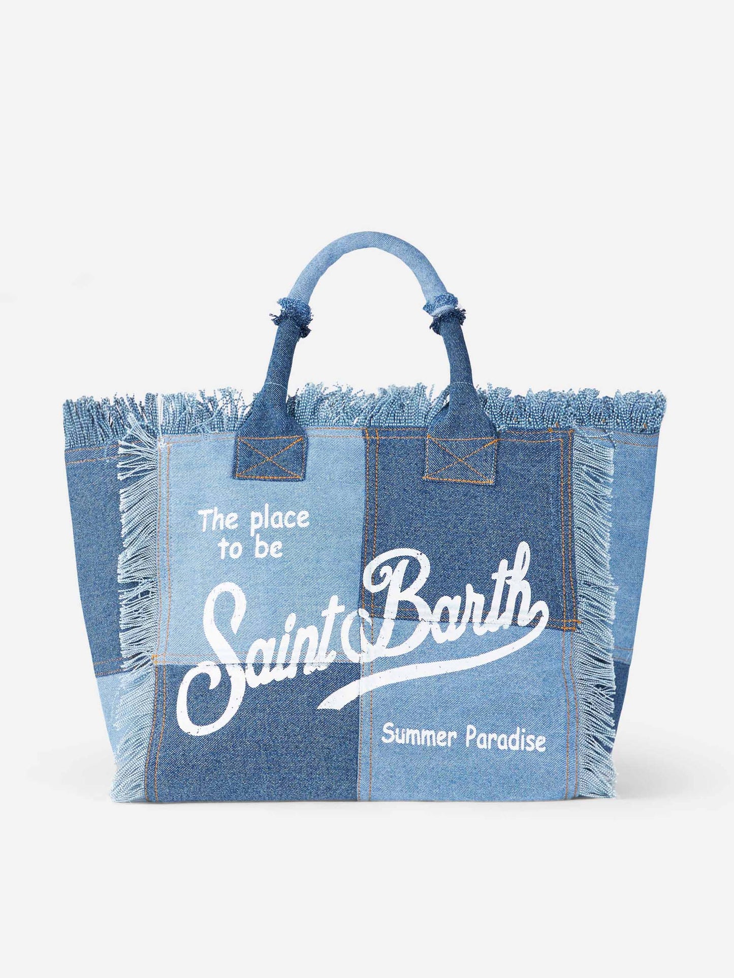 Borsa a spalla Vanity in canvas di cotone denim patchwork