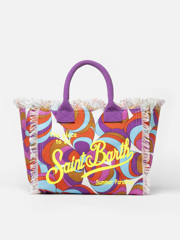 Cotton canvas Vanity tote bag with daisy print