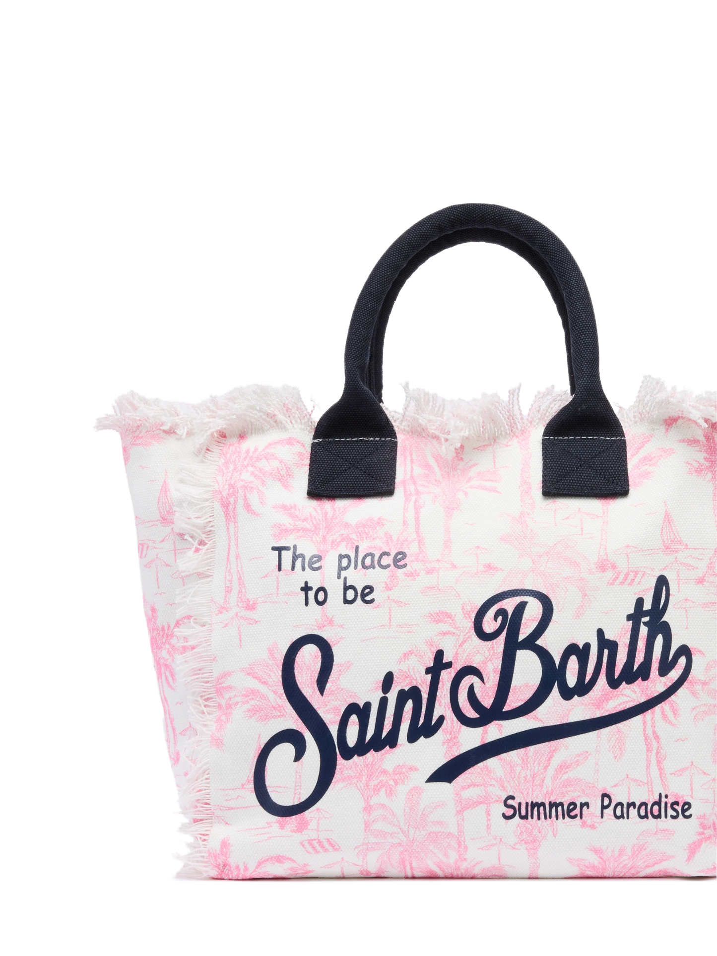 Pink cotton canvas Vanity tote bag with toile de jouy print - MC2 Saint Barth
