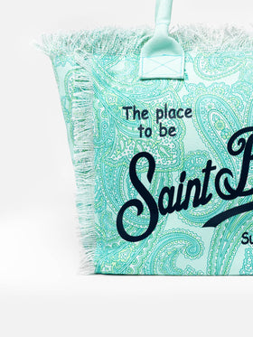 Borsa tote Vanity in tela di cotone con stampa paisley