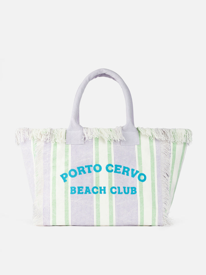 Porto Cervo Beach Club striped cotton canvas Vanity tote bag - MC2 Saint Barth