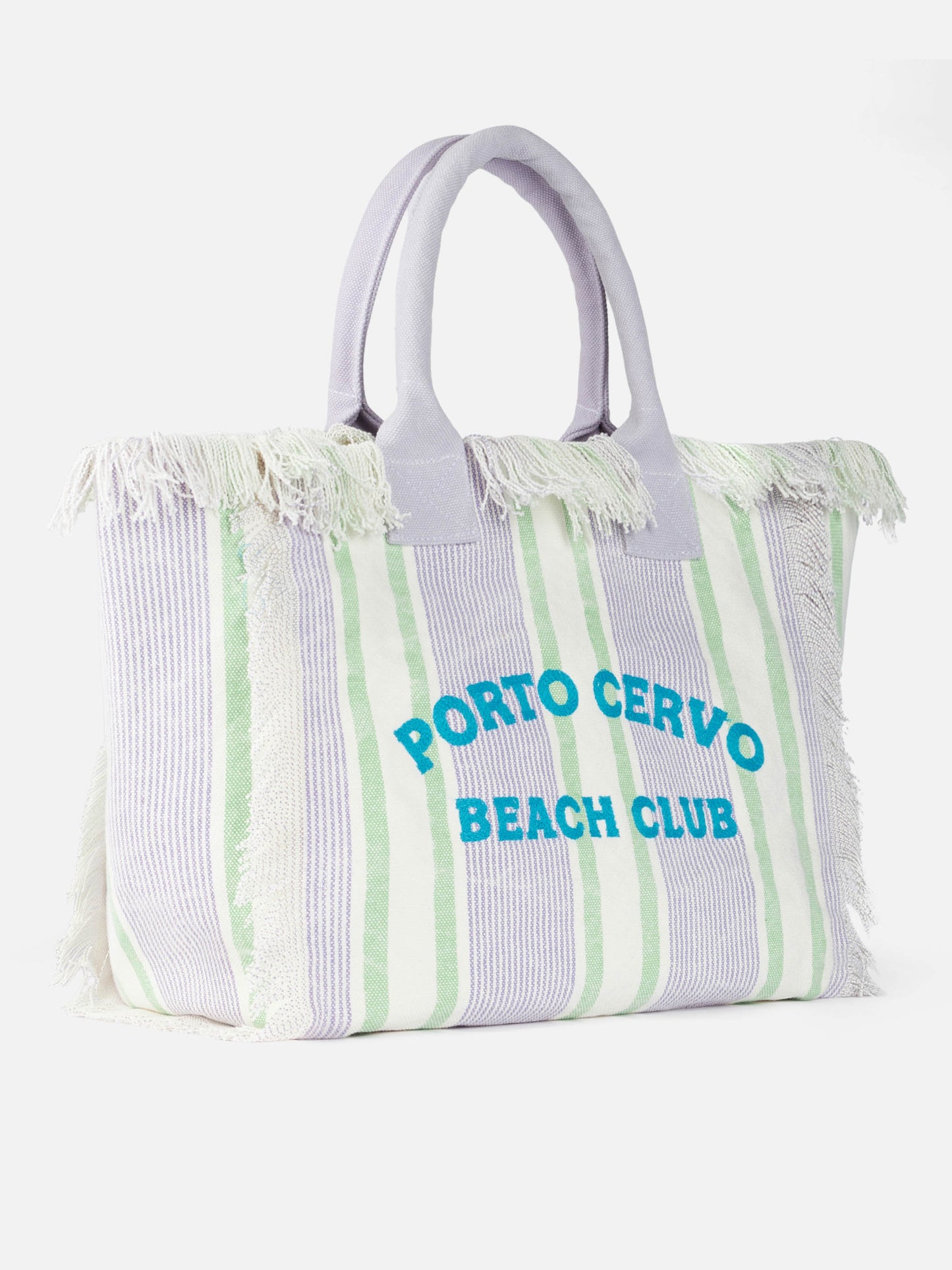 Porto Cervo Beach Club striped cotton canvas Vanity tote bag - MC2 Saint Barth