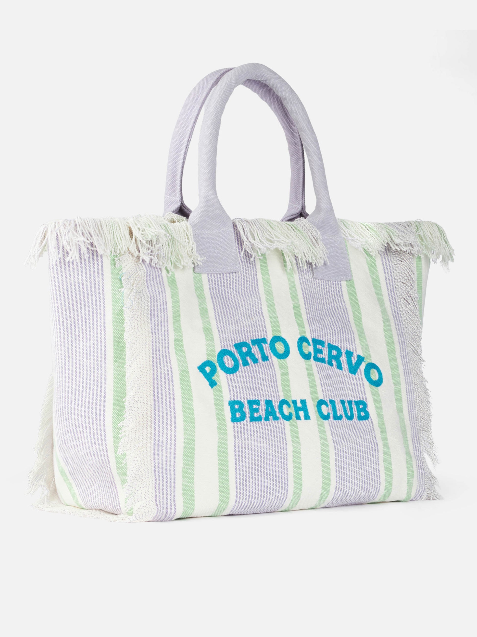 Porto Cervo Beach Club striped cotton canvas Vanity tote bag - MC2 Saint Barth