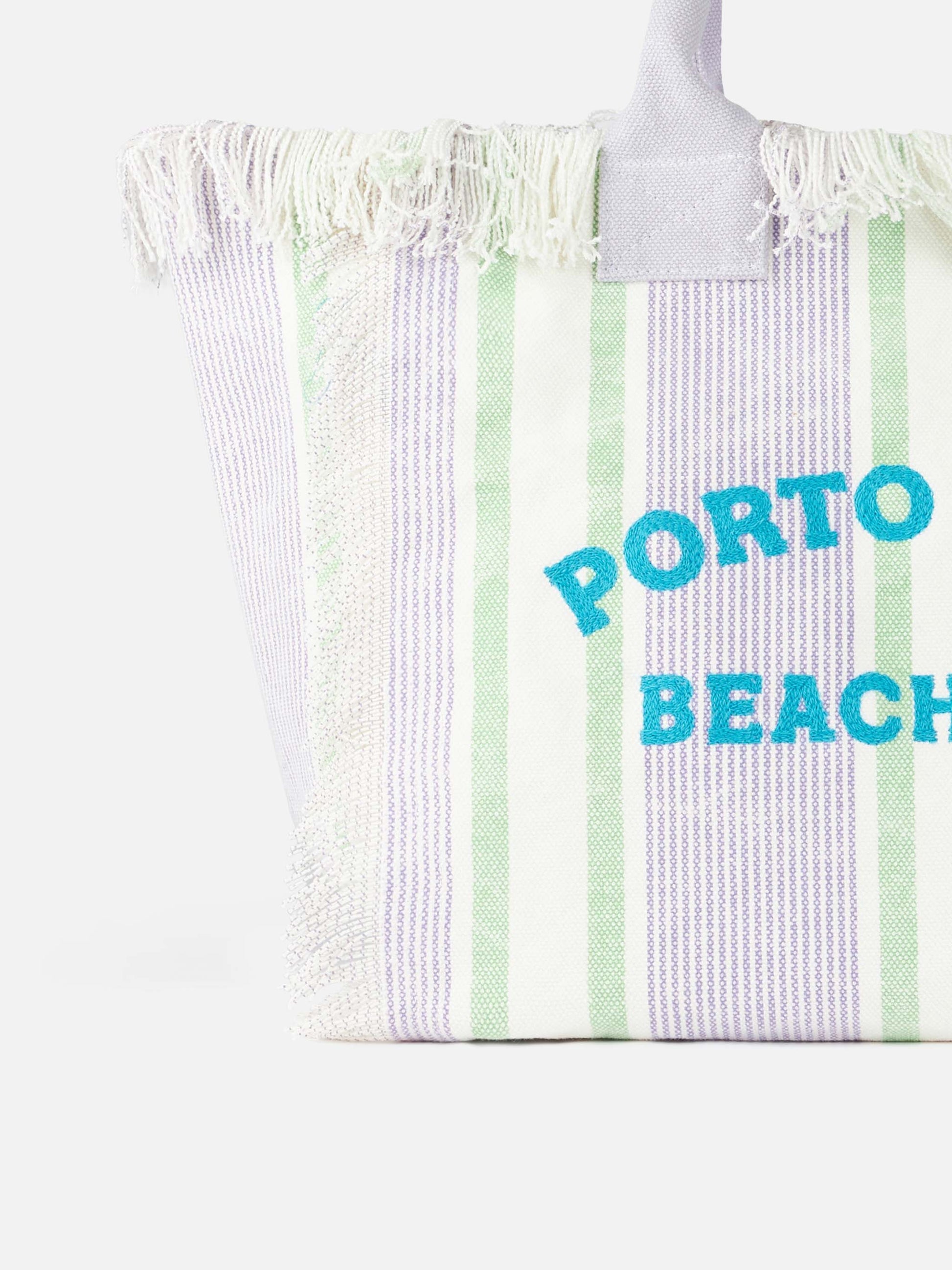 Porto Cervo Beach Club striped cotton canvas Vanity tote bag - MC2 Saint Barth