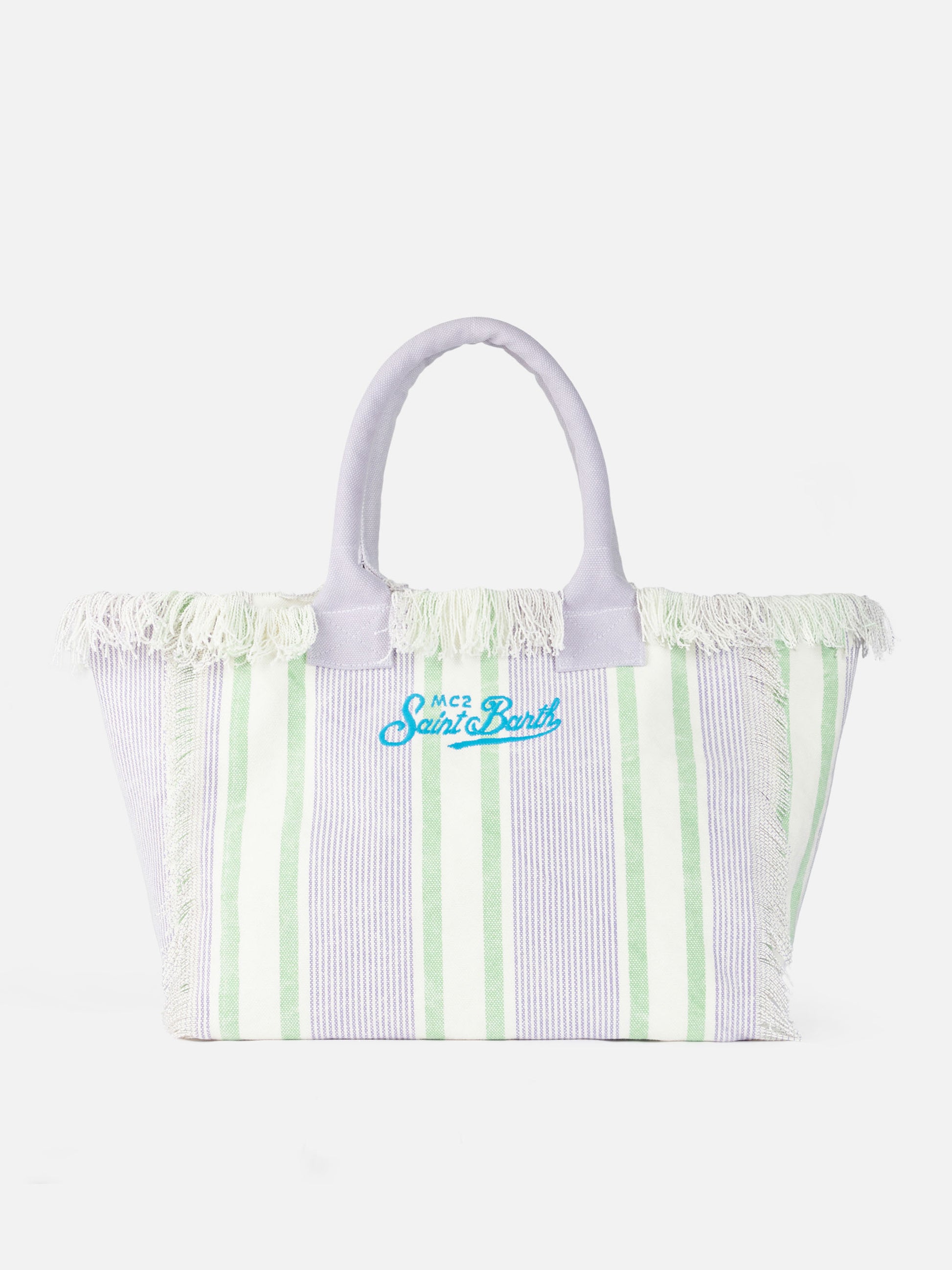 Porto Cervo Beach Club striped cotton canvas Vanity tote bag - MC2 Saint Barth