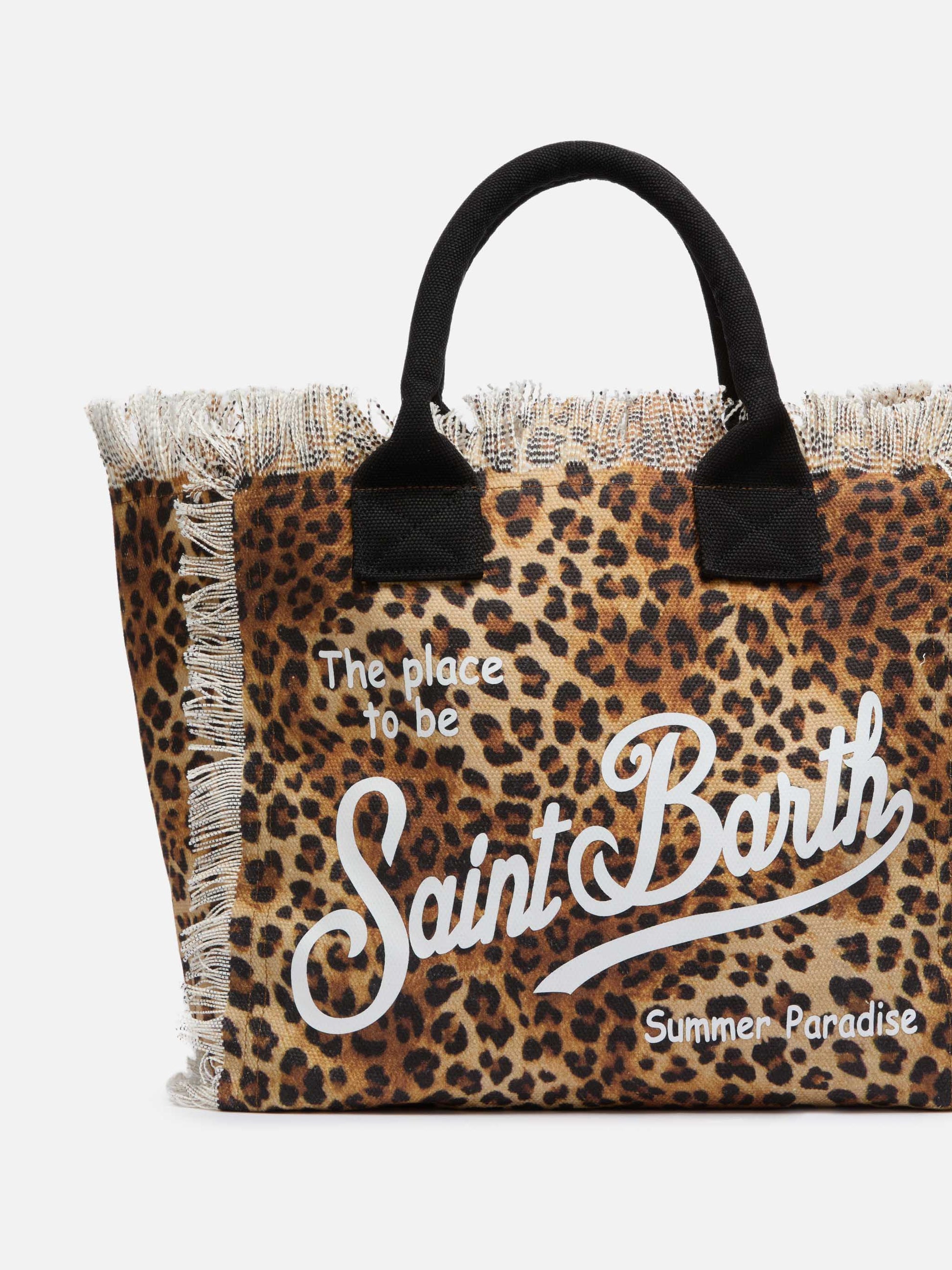 Cotton canvas Vanity tote bag with leopard print - MC2 Saint Barth